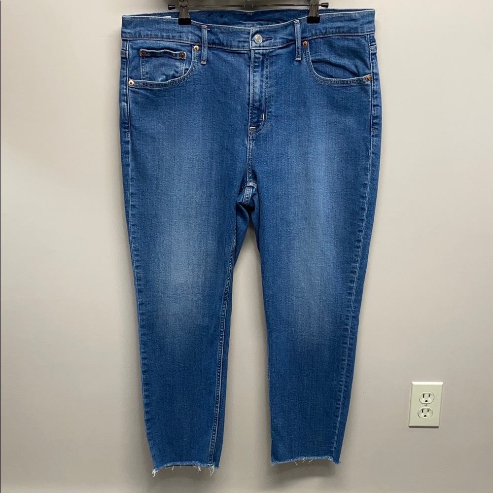 NWOT Gap Vintage Slim Mid Rise Raw Hem Medium Indigo Denim Jeans 34 / 18R